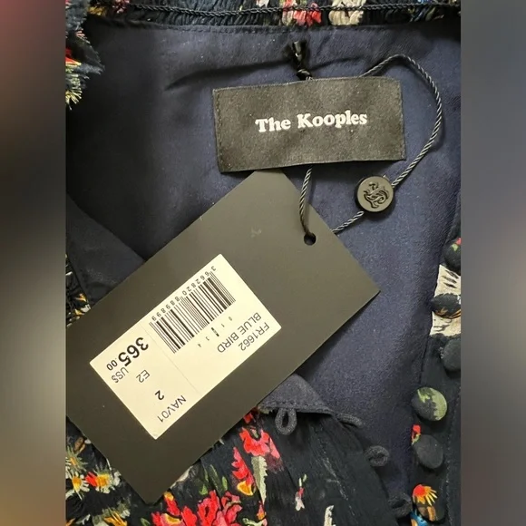 The Kooples Blue Bird Silk Chiffon Dress navy green yellow pink red white Medium - Picture 13 of 16